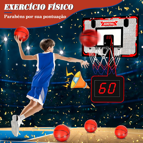 Tabela Infantil Cesta Rede De Basquete Aro 45*30cm Com Bola