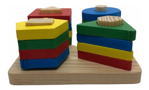 Imagen 7 de 10 de Apilable Encastre Geométrico Formas Y Colores De Madera Niño