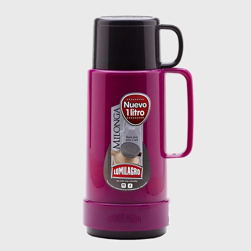 Imagen 2 de 2 de Termo Lumilagro Milonga de vidrio 1L violeta