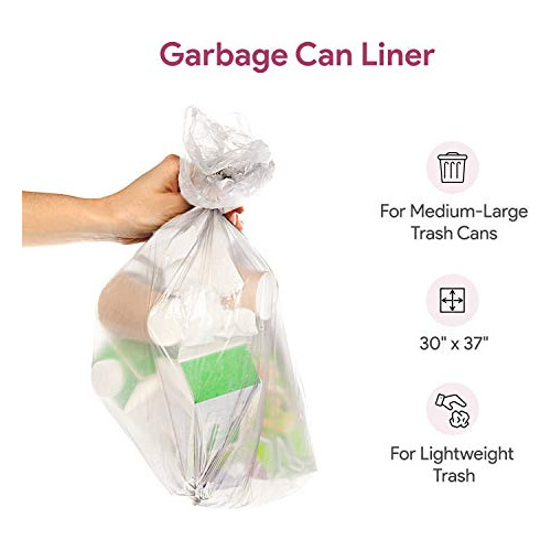 Bolsas De Basura Transparentes De 2030 Galones, 100 Uni...