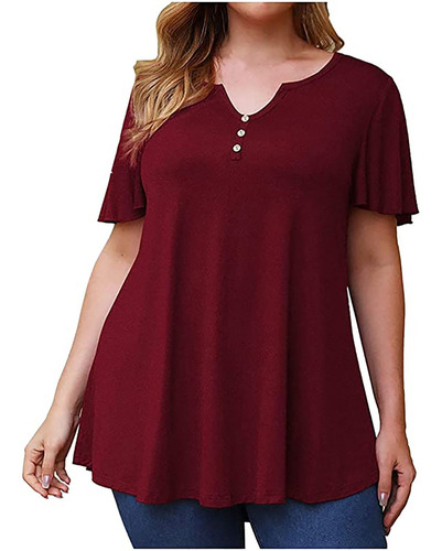 K Mujeres Tops Blusa Tallas Grandes Ropa Camiseta Sólida Bu