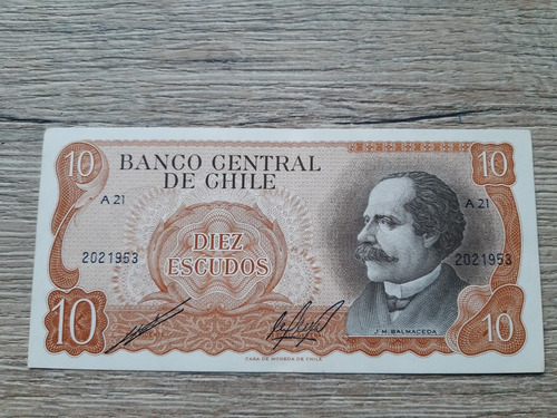 Imagen 1 de 3 de Billete 10 Escudos Chile