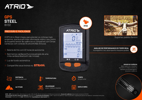 Ciclocomputador Atrio Steel Gps Bluetooth Cadencia Strava