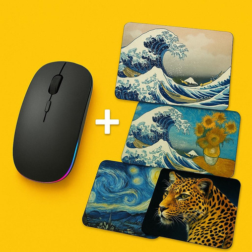 Kit Mouse Sem Fio Usb Recarregável Mouse Pad Antiderrapante