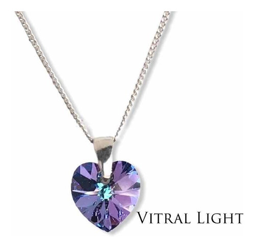 Collar Plata 925 Cristal De Swarovski Dije Corazón 10 Mm