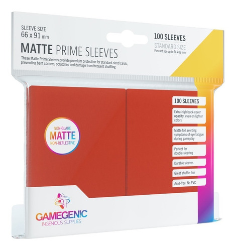 Protectores Para Cartas Gamegenic Rojo (100) Matte Prime