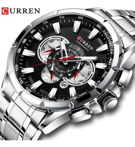 Reloj Con Esfera Negra Plateada Curren 8363 Para Hombre Homb