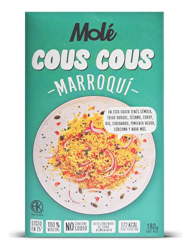 Cous Cous Marroqui Mole 100% Vegetal Sin Sodio Caja X180g 