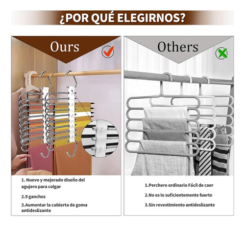 2pcs Gancho Pantalones Organizador Multiple Ahorra Espacio