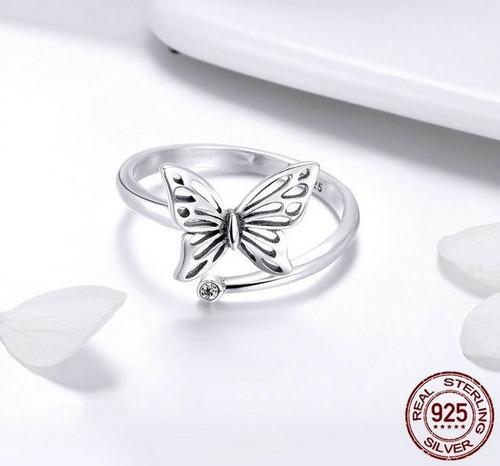 Anillo Mariposa Ajustable Para Mujer Fabricado En Plata 925