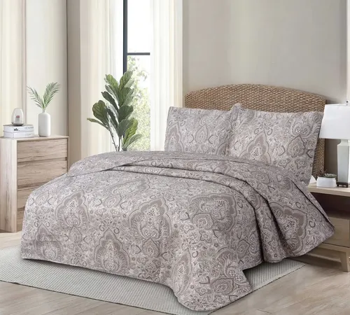 Colcha  Cobre Leito Dupla Face Matelado Queen 3 Peças Estampa