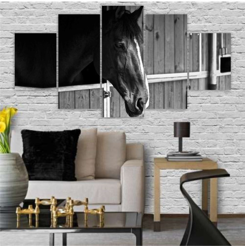 Quadros Decorativos Mosaico Mdf Cavalo Preto E Branco