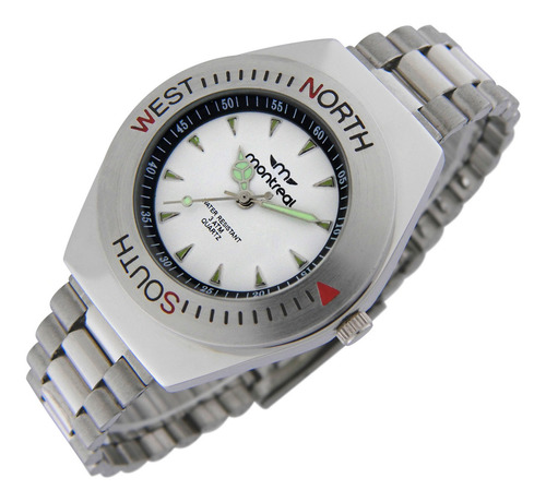 Reloj Montreal Hombre Ml1128 Malla Acero Agujas Luminosas Color de la malla Plateado Color del bisel Plateado Color del fondo Blanco