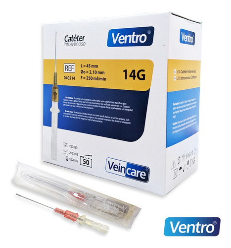 Catéter Intravenoso Ventro Nro. 14 (e) - Caja X 50 Unds 