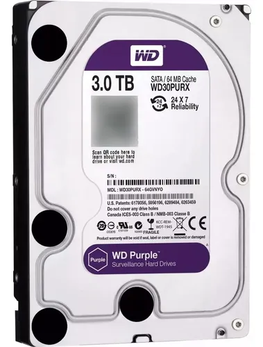 TVpad３ Hd Purple 3tb Sata3 5400 64mb Western Digital Cor Cinza-escuro