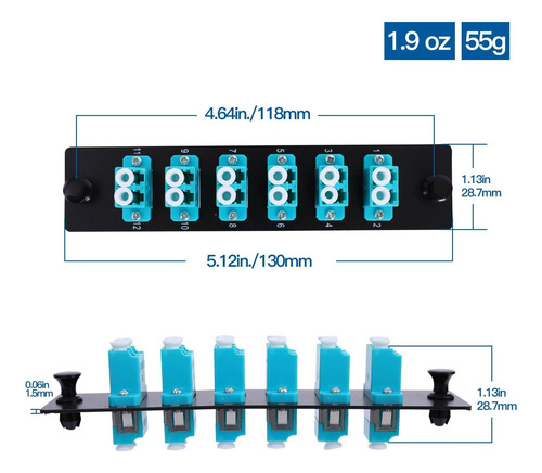 Gesd 4pcs 6 Duplex 12 Adapters Lc Lc Om3 Patch Panel