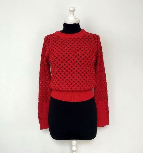 Sweater Sueter Rojo Para Dama Talla S Marca Zara 