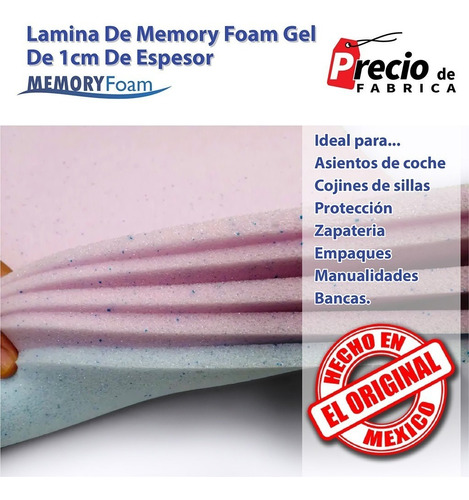 Lamina De Memory Foam Gel De 1cm De Espesor