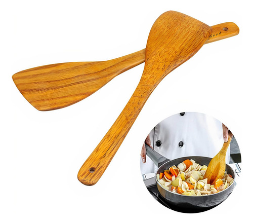 Juego De Espátula Y Cuchara De Madera De Bambú Wok Y Utens