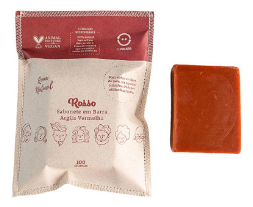 Kit Natural Vegano Natural 2 Sabonetes Argila Vermelho