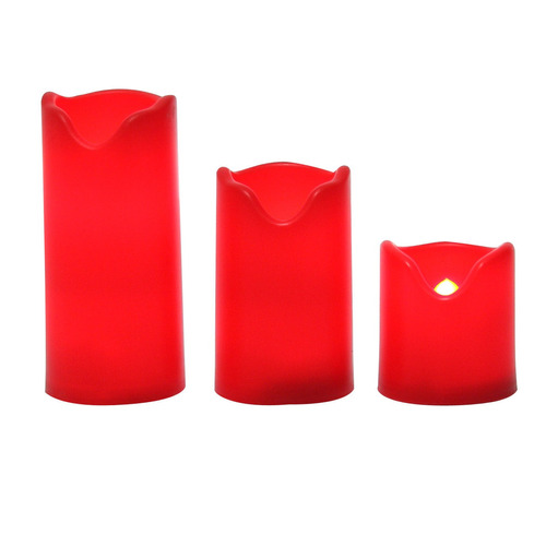 ¿3 Piezas Rojo Con Pilas Flameless Velas Led Con Temporizado