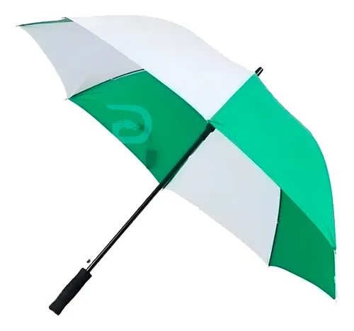 Sombrilla Golf Grande 150cm Paraguas Franjas Blanco Verde