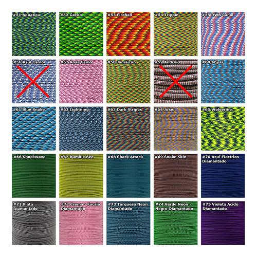 Paracord 5 Metros Cuerda 550 Tipo 3 - 50 Colores Made In Usa