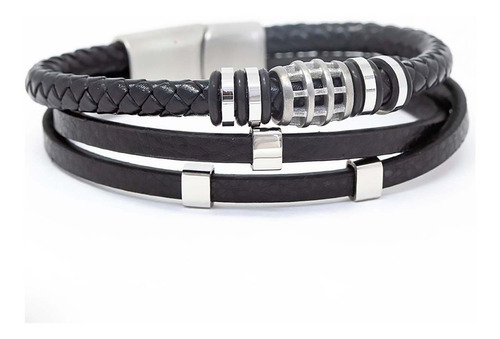 Pulseira Masculina Couro Social Fecho Imã Magnetico Moda Top