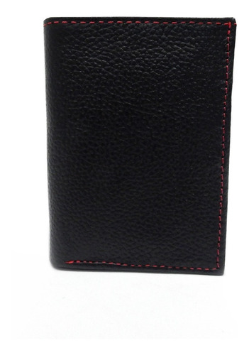 Cartera De Piel Giron Caballero Color Negro/rojo.