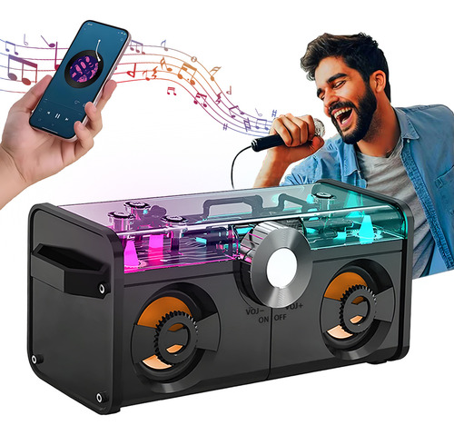 Bocina Bluetooth Portátil Altavoz Subwoofer Speaker Negras Con Rgb Led Altavoces Para Computadora Con Auxilia Tf Usb