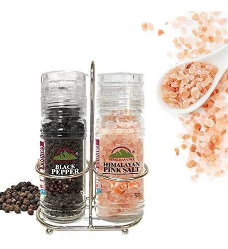 Salero De Sal Rosa Del Himalaya Y Pimienta Negra Con