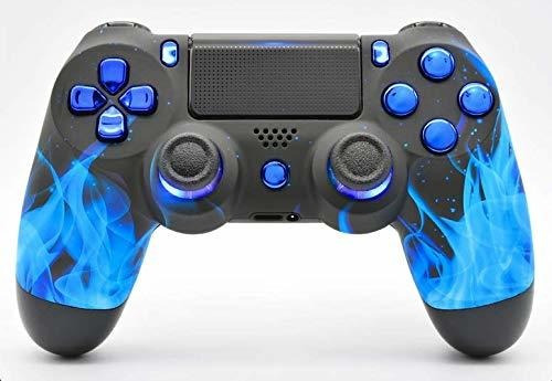 Controlador Modificado Personalizado Blue Fire Ps4 Pro Rapid