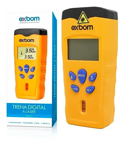 Trena Digital Laser Exbom 18 Metros Display LCD Amarelo Nível