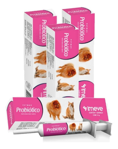 Kit 3 Unidades Do Probiótico Petmax Imeve Cães E Gatos 14g