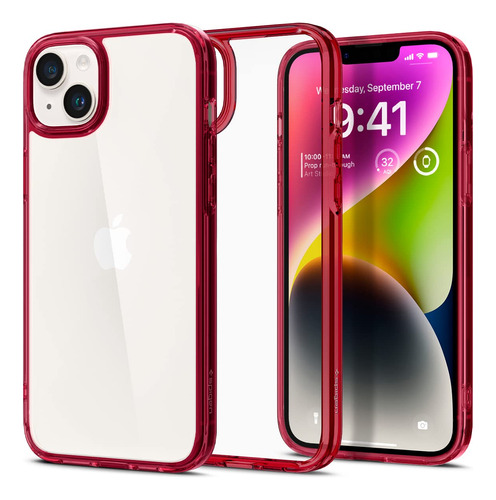 Funda Spigen Ultra Hybrid Para iPhone 14 - Rojo Cristal