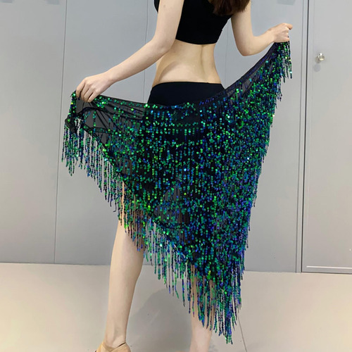Lentejuelas Borla Falda Verde Y Azul 135cmx70cm Verde Y Azul