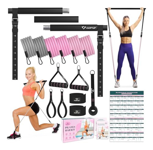 Barra De Pilates Con Bandas Elasticas Y Accesorios Black