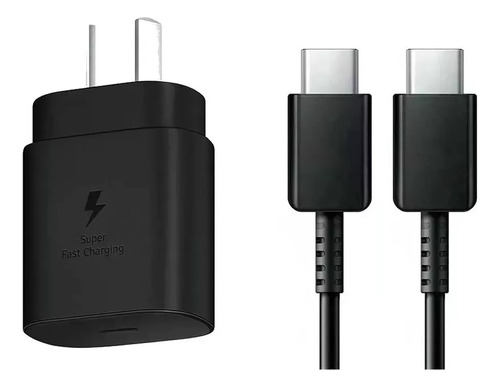Cargador Para Samsung Carga Super Rápida Tipo C 25w Color Negro