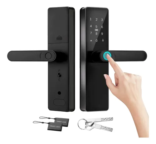 Multiful Fechadura Eletrônica Digital Com Biometria Senha Preto