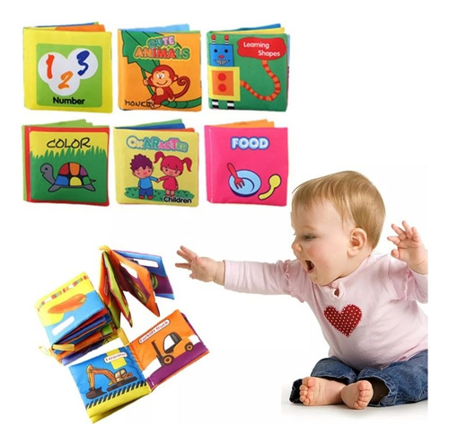 Kit 6 No Tóxica Tela Suave Libro Educativo ,juguete De Bebé
