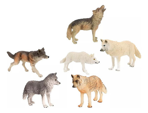 Juego De 6 Juguetes Modelo Lobo Animal Salvaje Para Niños