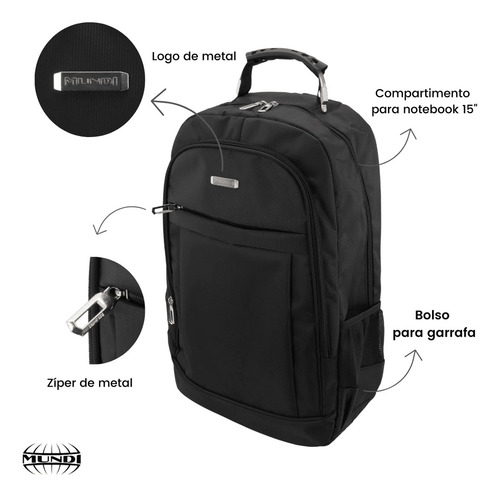 Mochila Para Notebook Executiva Mundi Mde5040m Preto