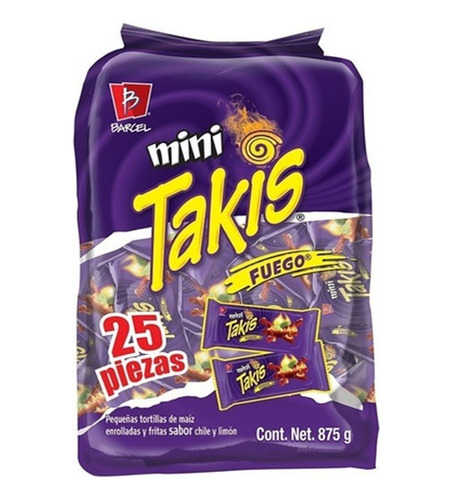 Mini Takis Fuego 25 Pz Morado Barcel Botana Maiz Chile Limón