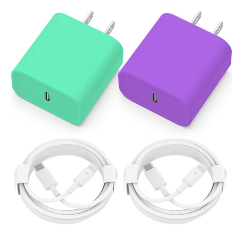 Paquete De 2 Cargadores Rápidos De Pared Pd Usb C De 20 W Y 