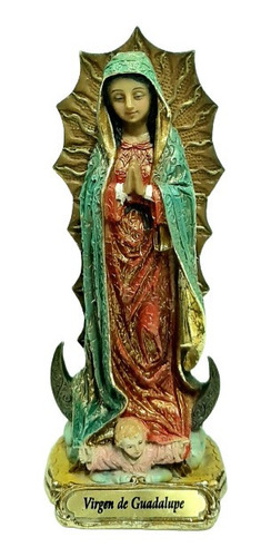 Estatua De Guadalupe - 14 Cm - Línea Gold   - Resina 