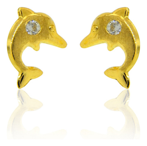 Aros De Oro 18kt Delfin Y Circones 1,0mm