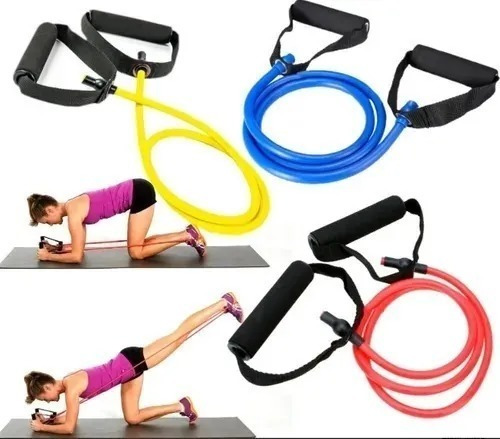 Imagen 5 de 7 de Set 5 Bandas Elásticas Con Agarre Resistencia 1.20m Fitness