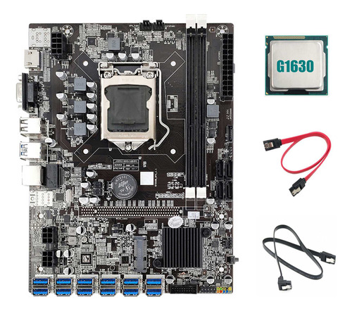 Placa Base Minera B75 Bct+cpu G1630+2 Cables Sata De 12 Pcie