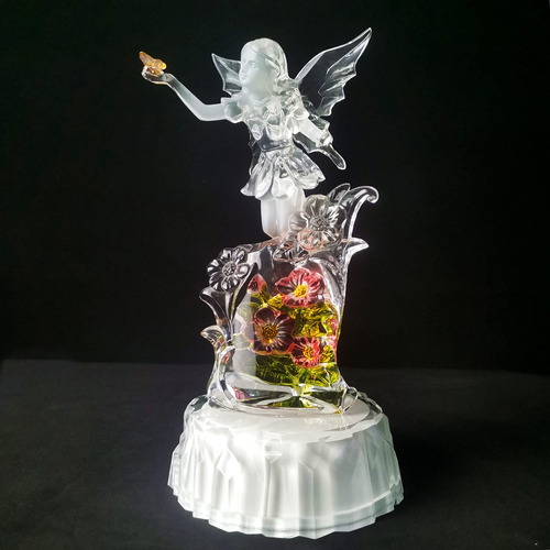 Beaulemna Estatua Hada Floral Acrilica Sosteniendo Una Led