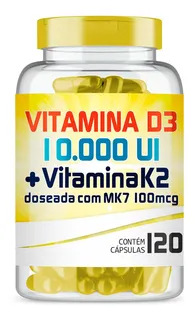 Vitamina D3 10.000ui + Vitamina K2 100mcg Com 120 Cápsulas